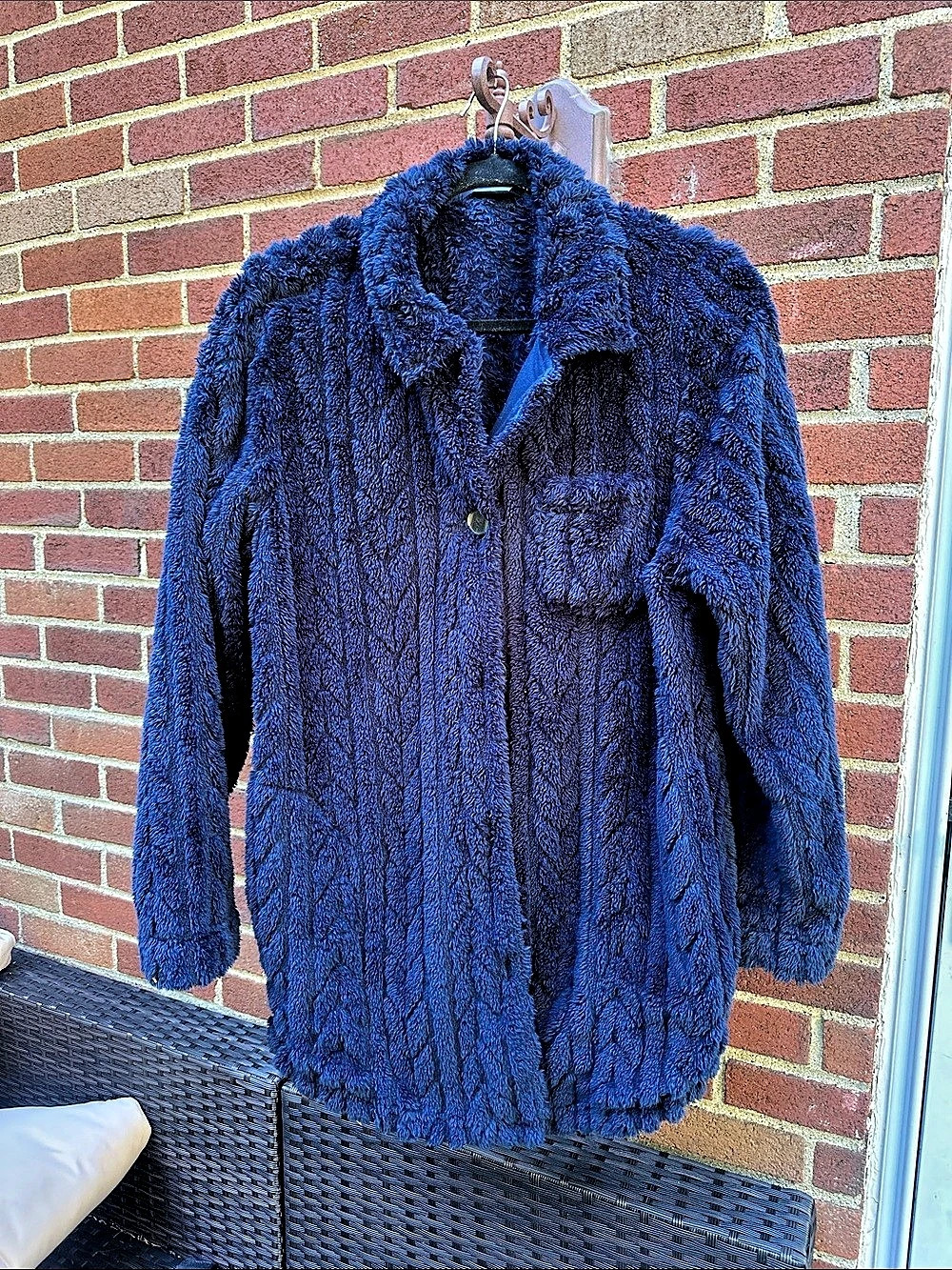 Cuddlduds Fuzzy Teddy Jacket in Blue Size Large Like New
